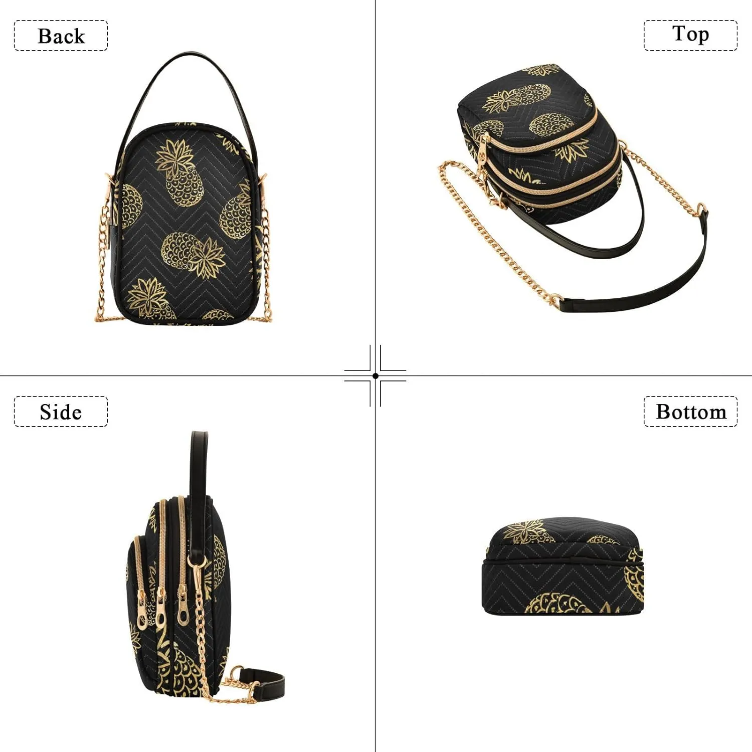 Women's Wave Cross Body Chest Bag, 52 inch Gold Chain Shoulder Handbag Purse