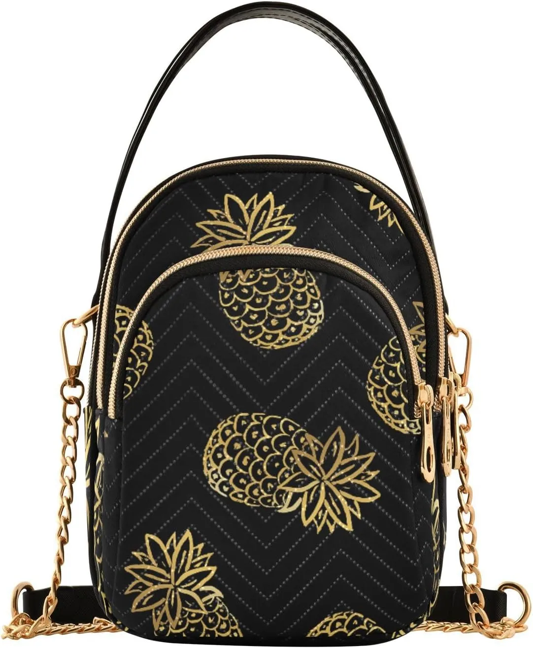 Women's Wave Cross Body Chest Bag, 52 inch Gold Chain Shoulder Handbag Purse