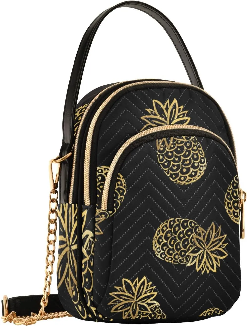 Women's Wave Cross Body Chest Bag, 52 inch Gold Chain Shoulder Handbag Purse