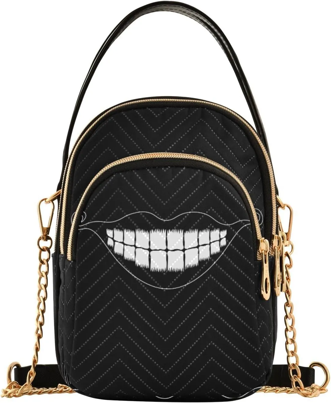 Women's Wave Cross Body Chest Bag, 52 inch Gold Chain Shoulder Handbag Purse
