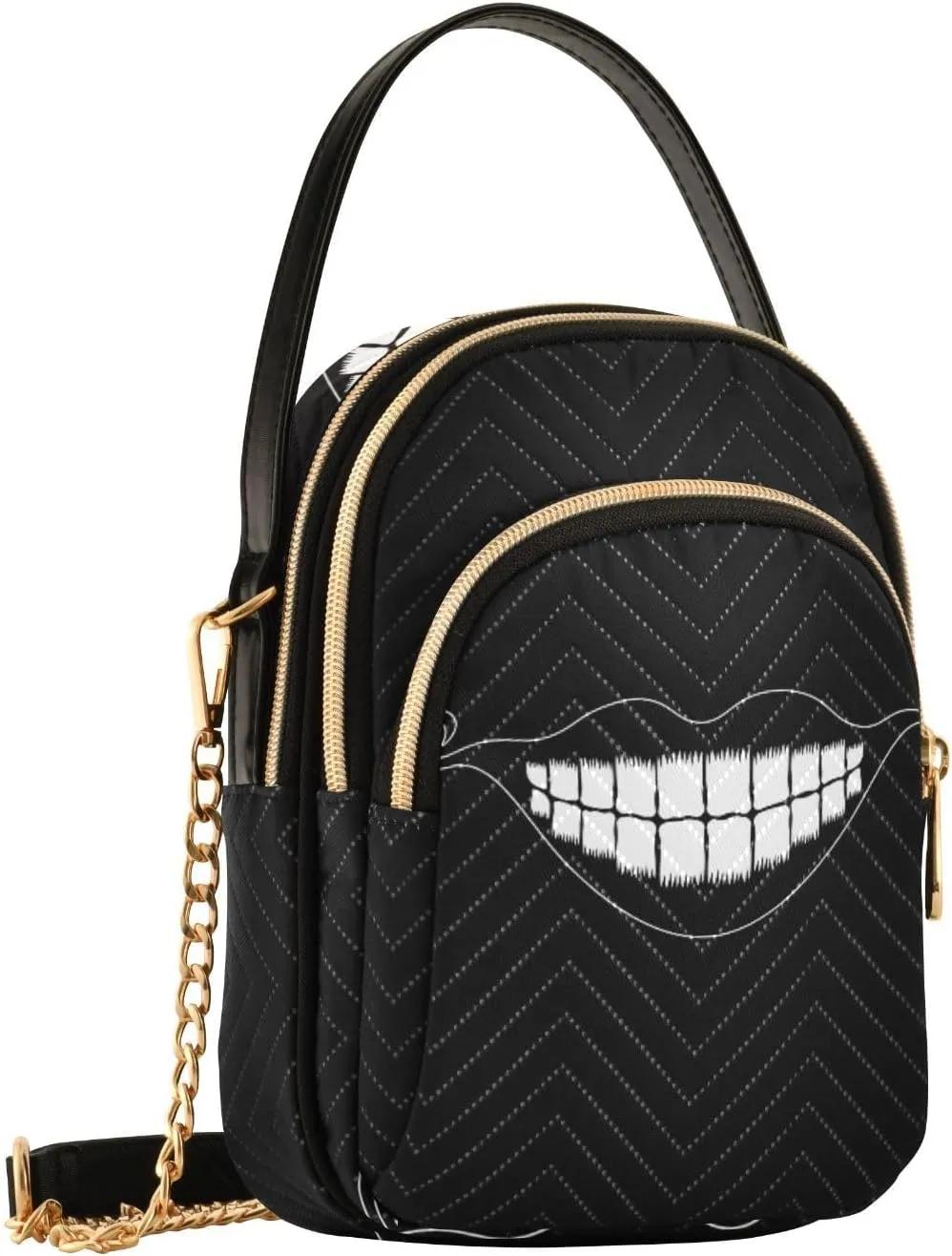 Women's Wave Cross Body Chest Bag, 52 inch Gold Chain Shoulder Handbag Purse