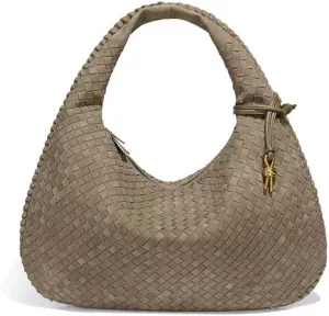 Women's Woven Bag - Vegan Leather Suede Purses Clutch Purses for Women Hobo Bag Top Handle Handbags for Work/Shopping/Travel