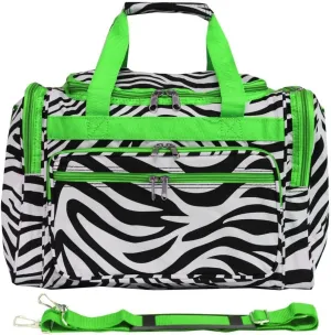 World Traveler 81T16-163-G-1 Duffle Bag, One Size, Green Trim Zebra