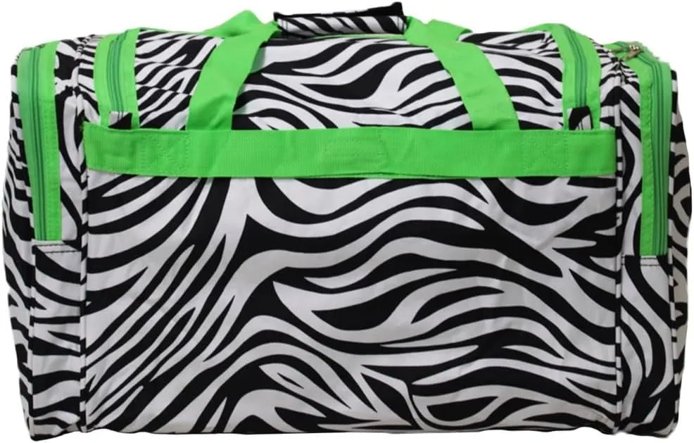 World Traveler 81T16-163-G-1 Duffle Bag, One Size, Green Trim Zebra