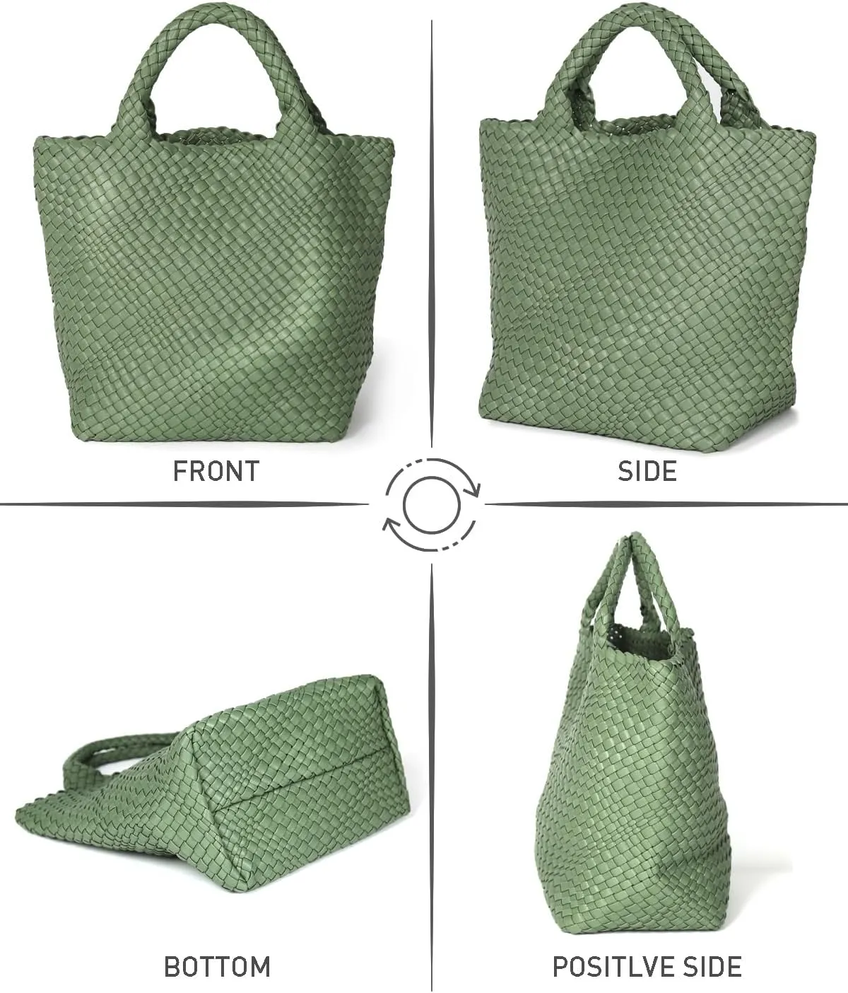 Woven Bag for Women, Soft Vegan Leather Tote Bag Large Summer Beach Travel Handbag Shoulder Bags with Purse