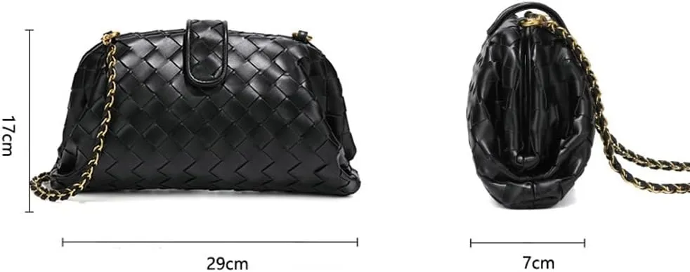 Woven Clutch Purse Shoulder Bag for Women Soft Tote Bag Shell Handbag Crossbody Bags Vegan Leather Shoulder Underarm Bag 2025