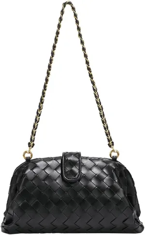 Woven Clutch Purse Shoulder Bag for Women Soft Tote Bag Shell Handbag Crossbody Bags Vegan Leather Shoulder Underarm Bag 2025