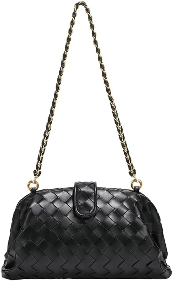 Woven Clutch Purse Shoulder Bag for Women Soft Tote Bag Shell Handbag Crossbody Bags Vegan Leather Shoulder Underarm Bag 2025