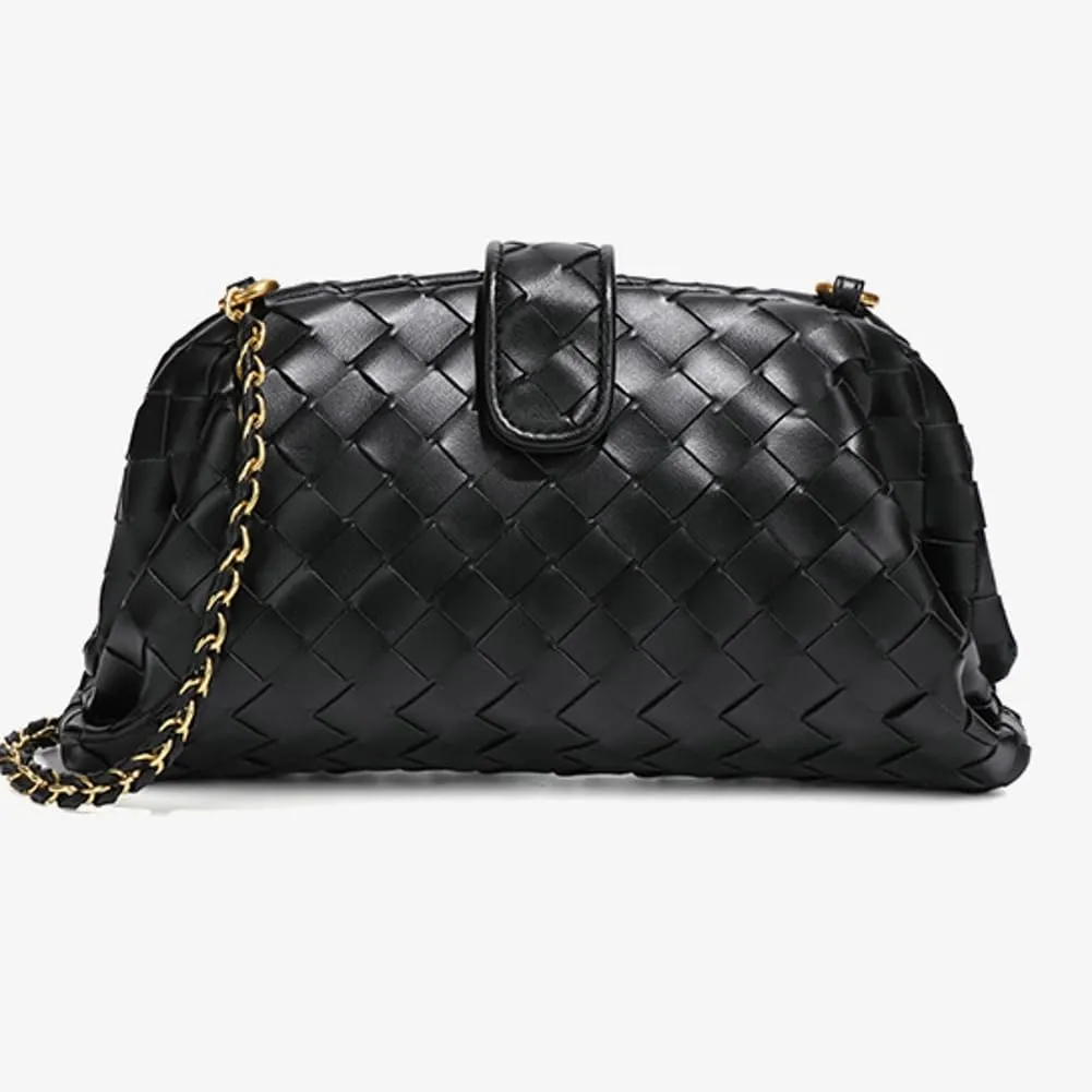 Woven Clutch Purse Shoulder Bag for Women Soft Tote Bag Shell Handbag Crossbody Bags Vegan Leather Shoulder Underarm Bag 2025