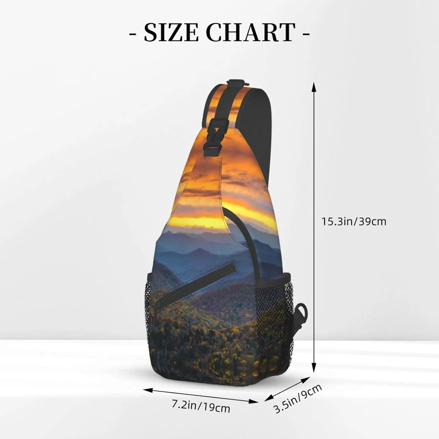 WURTON Blue Ridge Parkway Mountains Print Trendy Casual Daypack Versatile Crossbody Backpack Shoulder Bag Fashionable Chest Bag