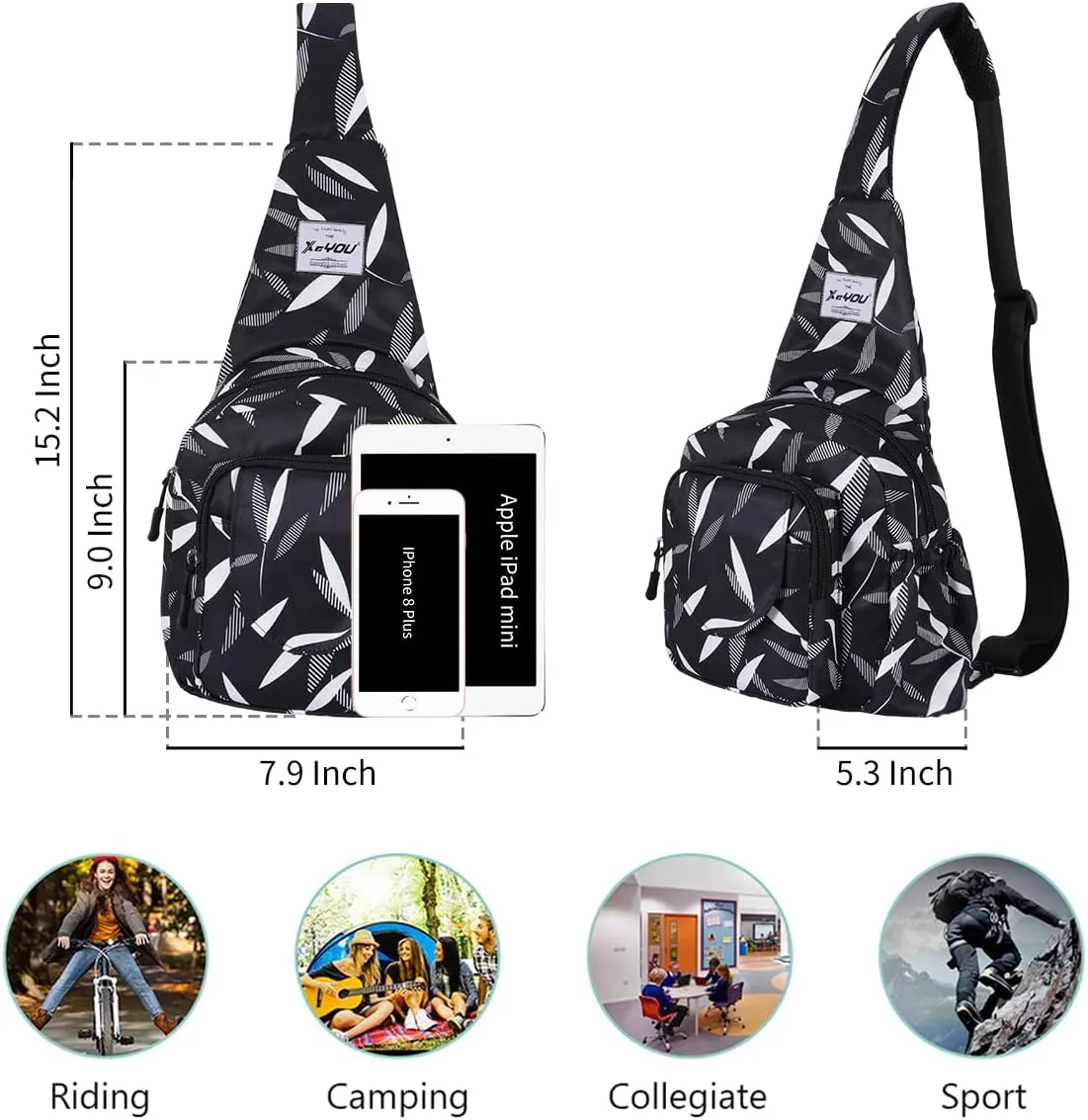 XEYOU Small Sling Bag - Lightweight One Strap Backpack Hiking Crossbody Chest Bag - Unisex Shoulder Daypack