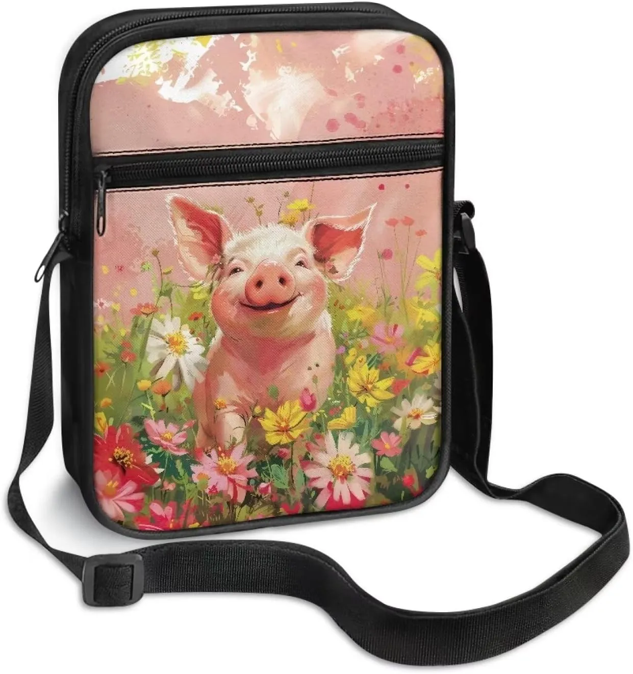 Xoenoiee Mini Messenger Bag Men Women Sling Bags with Multi Pockets Lightweight Small Crossbody Bag for Outing Daily