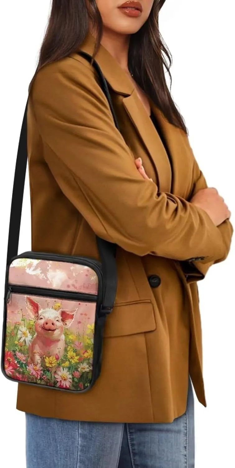 Xoenoiee Mini Messenger Bag Men Women Sling Bags with Multi Pockets Lightweight Small Crossbody Bag for Outing Daily