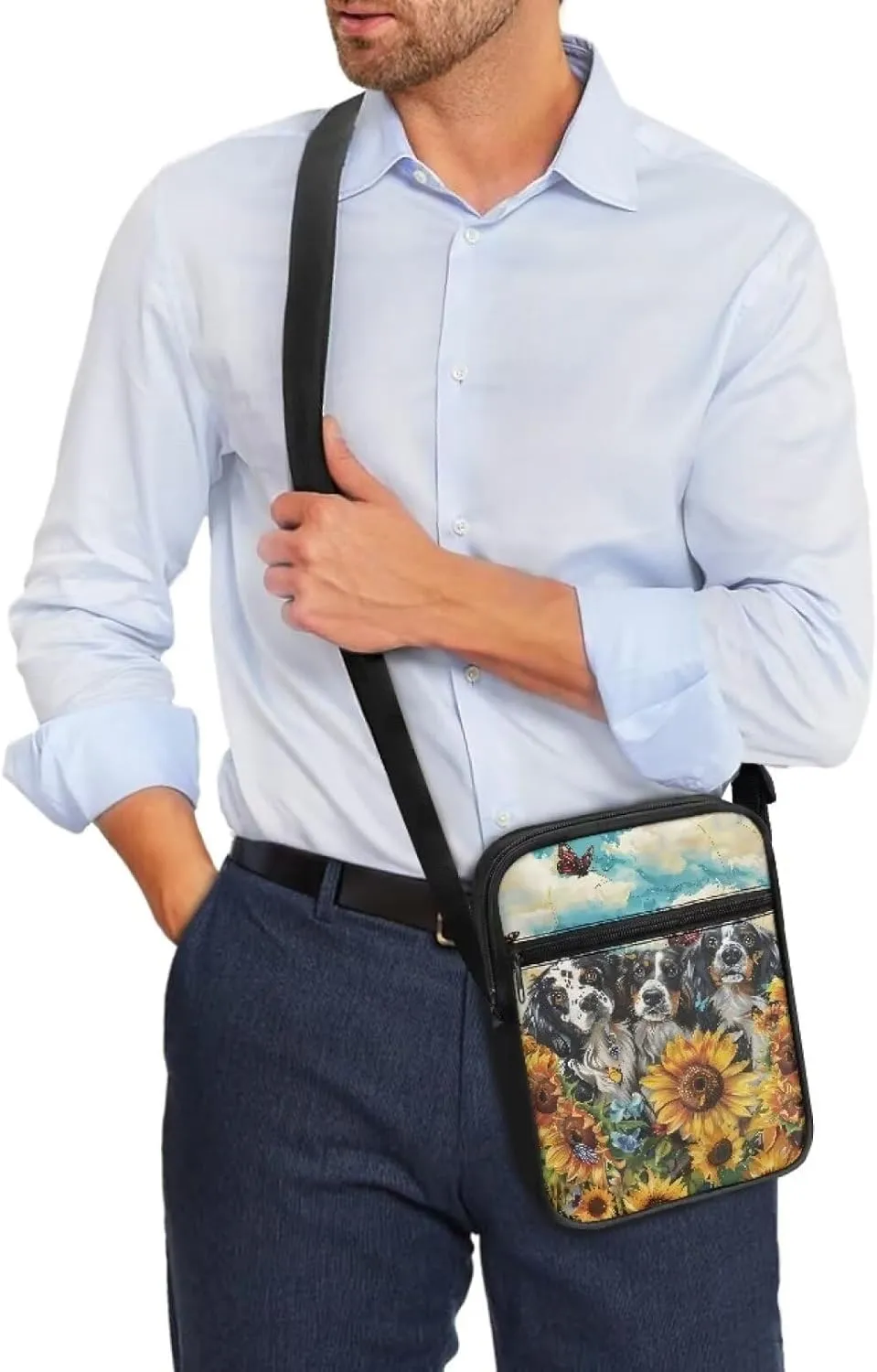 Xoenoiee Mini Messenger Bag Men Women Sling Bags with Multi Pockets Small Crossbody Bag for Walking Outing Daily