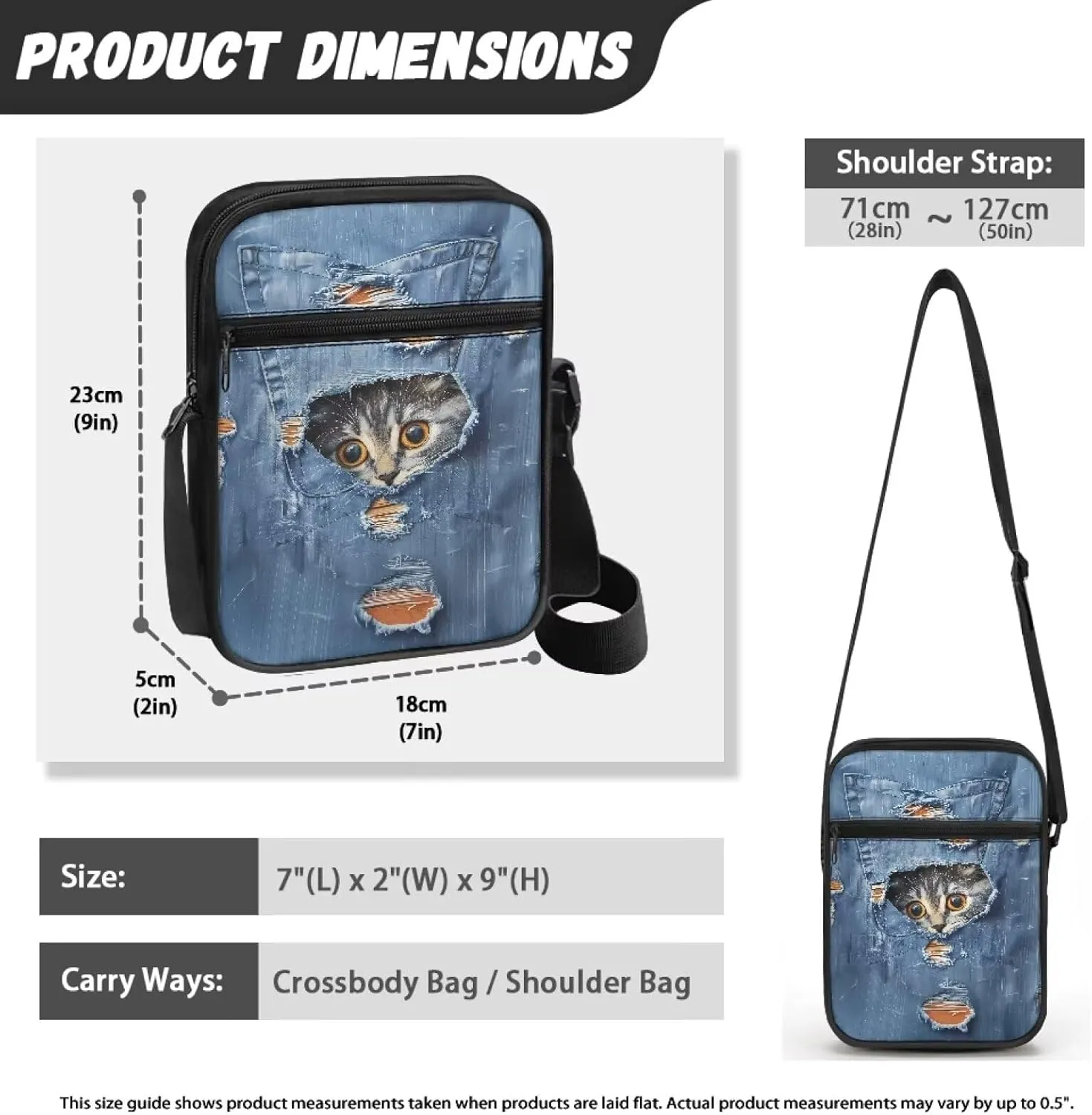 Xoenoiee Small Crossbody Bag, Messenger Bag for Women Men Mini Messenger Bag With Multi-Pockets Sling Bags, Animals Theme