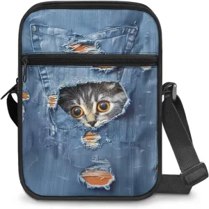 Xoenoiee Small Crossbody Bag, Messenger Bag for Women Men Mini Messenger Bag With Multi-Pockets Sling Bags, Animals Theme