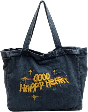 Y2K Denim Tote Bag - Grunge Jean Purse