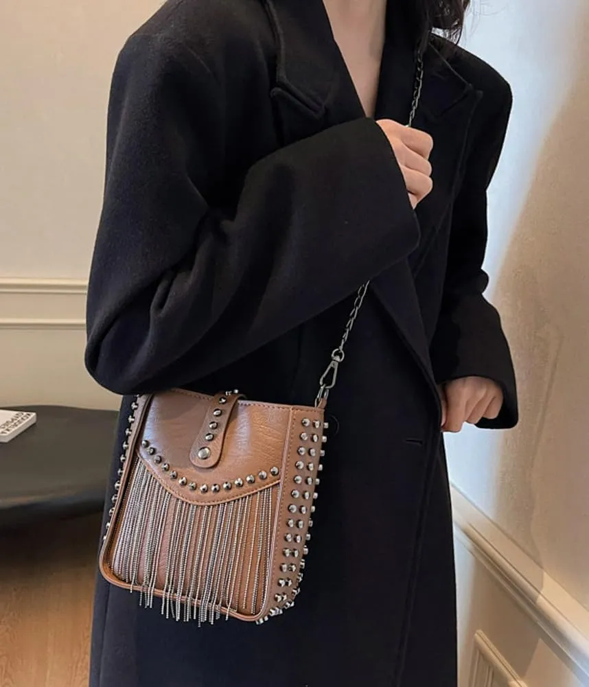 Y2K Tessal Shoulder Bags for Women Vintage Vegan Leather Trendy Handbag Clutch Purse Chain Strap Tote Shoulder Purse