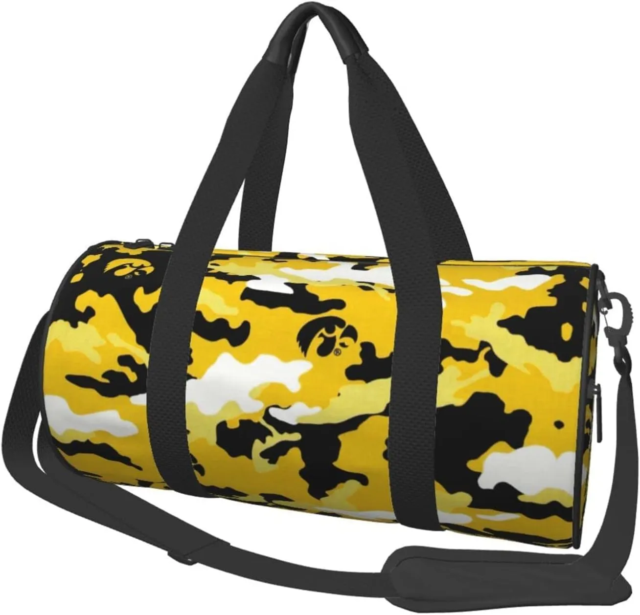 Yellow Camouflage Duffel Tote for Men and Women Backpacking Travel and Storage Shoulder Bag