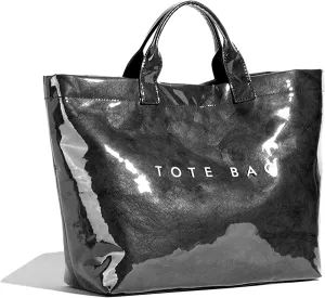 YFGBCX PVC Tote Bag for Women,Leopard Print Purse, Cheetah Letter Print Tote Handbag Clear PVC Carry All Bag Hobo Handbag