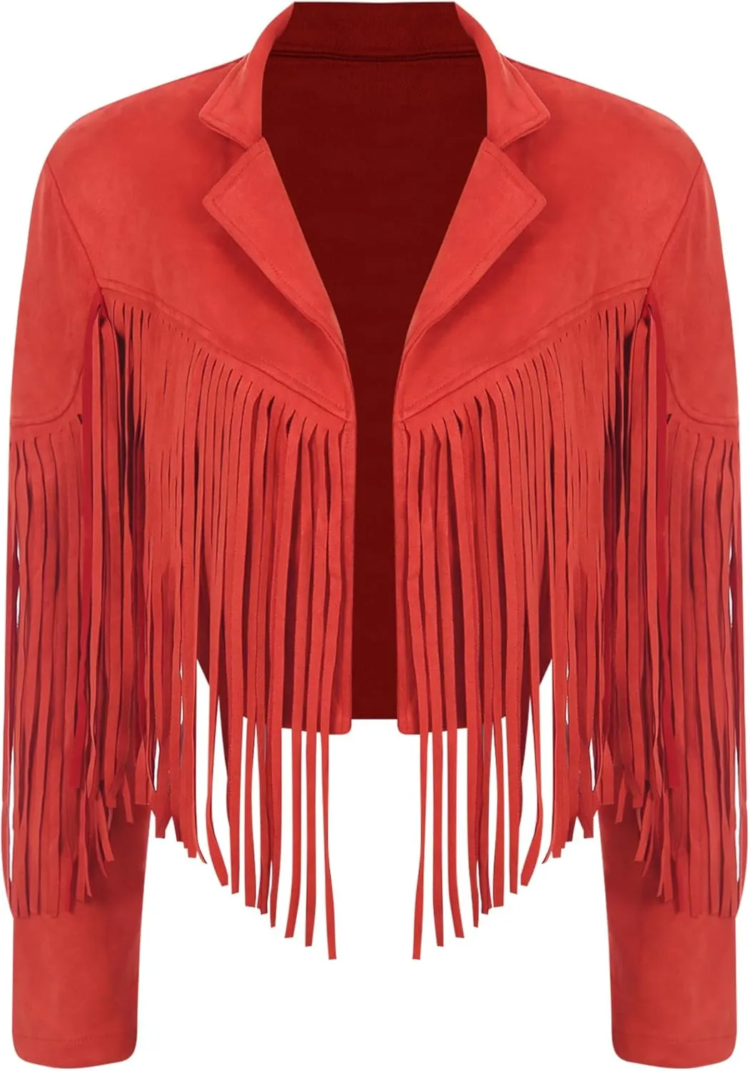 YiZYiF Women's Fringe Faux Suede Leather Jackets Fashion Cowgirl Tassel Motorcycle Cropped Coats