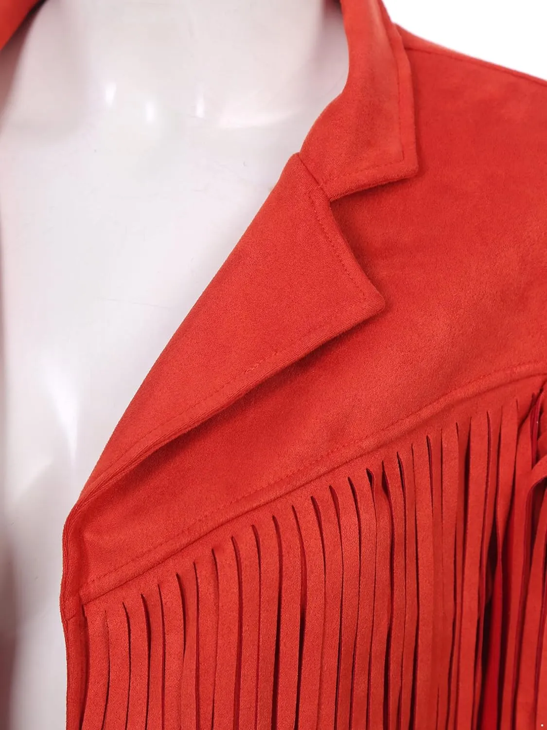 YiZYiF Women's Fringe Faux Suede Leather Jackets Fashion Cowgirl Tassel Motorcycle Cropped Coats