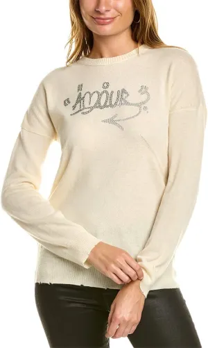 Zadig & Voltaire Womens Gaby Amour Strass Wool & Cashmere-Blend Sweater, S, Beige