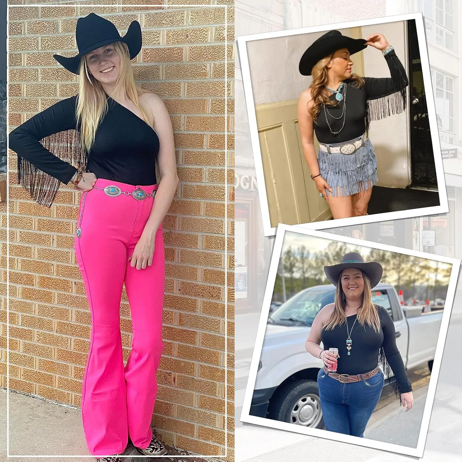 Zando Women's Fringe One Shoulder Bodysuit Nashville Outfits Top Tank Sexy Bodysuits for Women Western Outfit Going Out