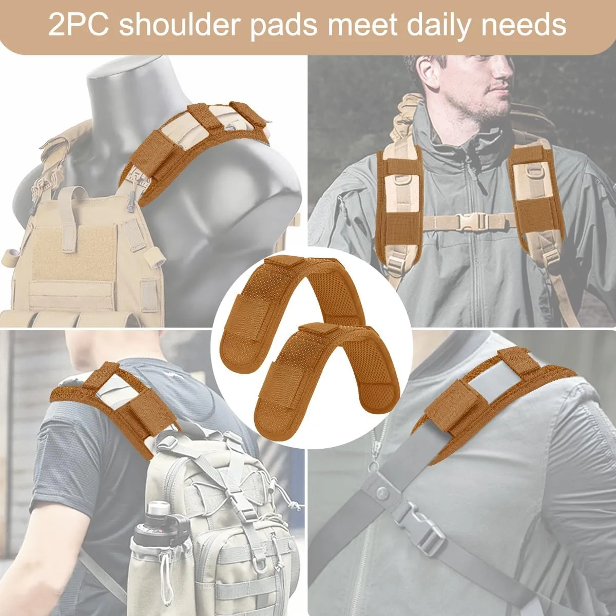 ZINZ 2-Pack Universal Shoulder Pad with Ultra Thick Cushion for Bag Luggage Bag Crossbody, Plus Long & Anti-Slip & Breathable,Khaki