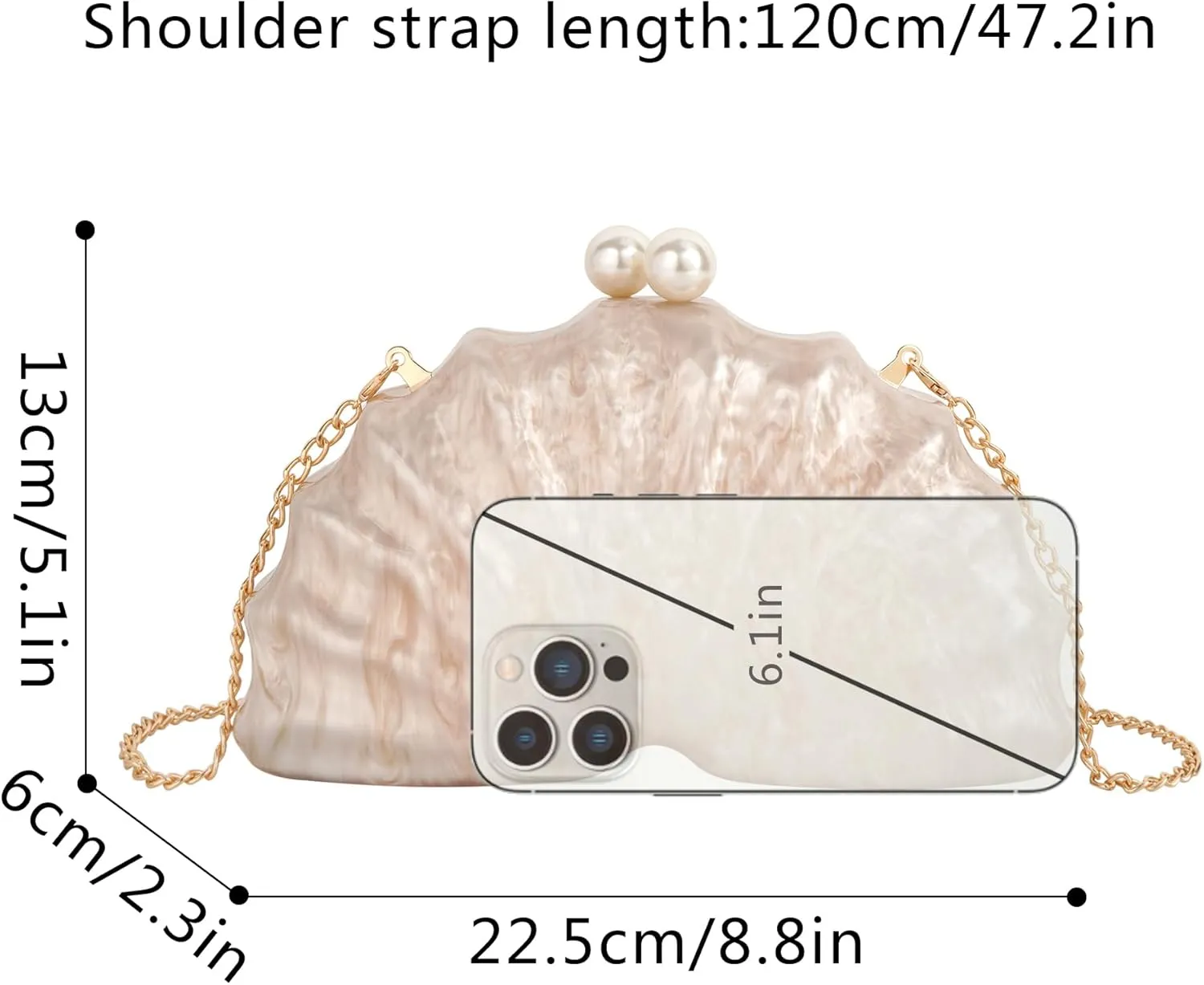 ZLM BAG US Glitter Seashell Evening Clutch Purse Mini Chain Crossbody Bag Pu Leather Shell Pearl Shoulder Bag