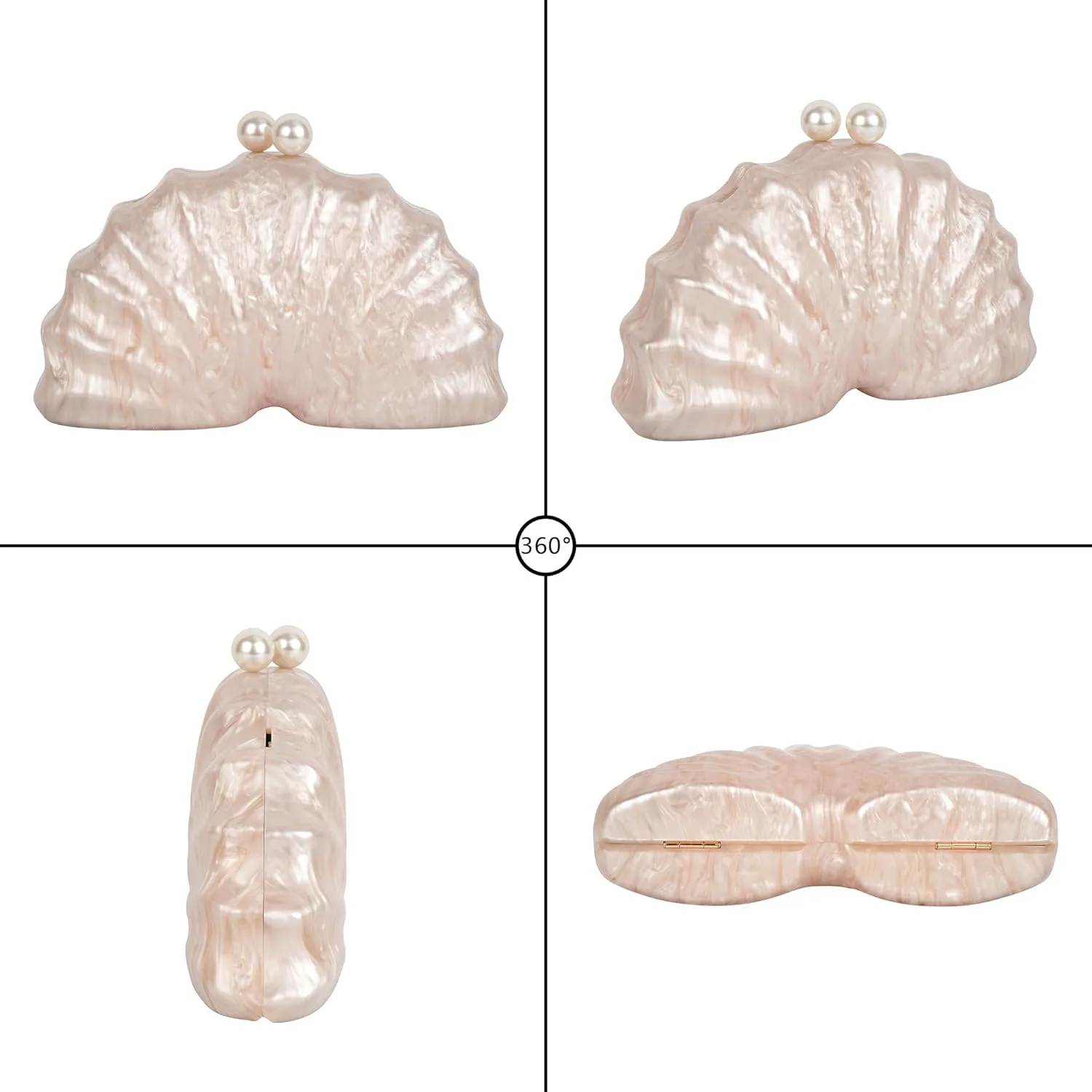 ZLM BAG US Glitter Seashell Evening Clutch Purse Mini Chain Crossbody Bag Pu Leather Shell Pearl Shoulder Bag