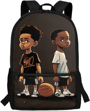 ZOUTAIRONG American Boy Backpack 13 Years Old Black Boys Bookbag with Bottle Holder African Book Bag for 3rd 4Th Grade Afro Kids School Bag for Boys Age 8-10 Back to School
