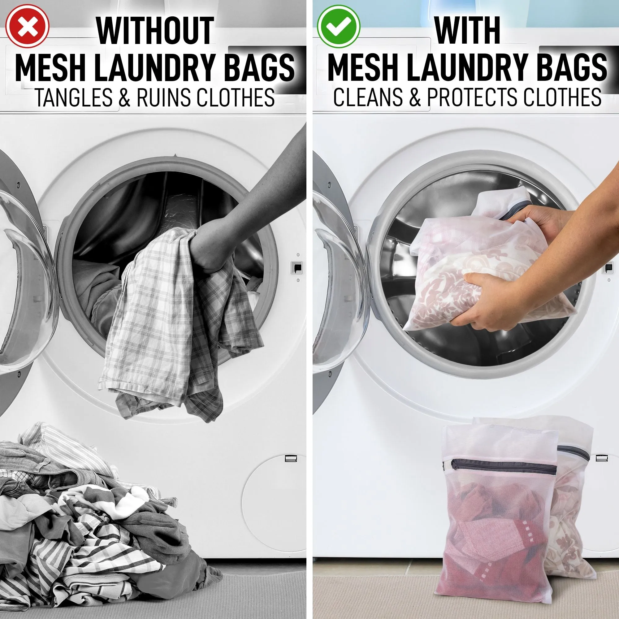Zulay Kitchen 3 Pack Medium Reusable Mesh Laundry Bags for Delicates